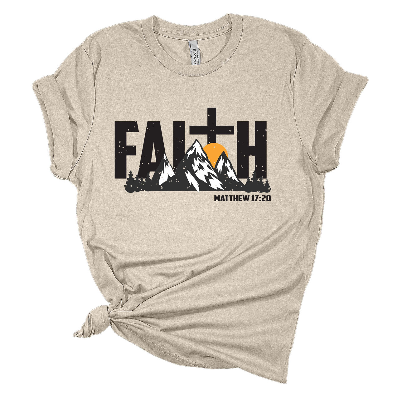 Womens Christian Tshirt Faith Scenic Mountain Matthew 17:20 Jesus